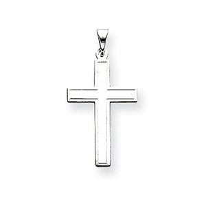 14k White Gold Florentine Latin Cross Pendant