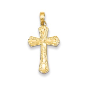 14K Diamond cut Beveled Edges Cross Pendant