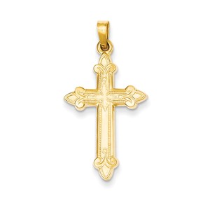 14k Fleur De Lis Cross Pendant