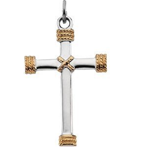 Sterling Silver w  Gold Plate CROSS PENDANT