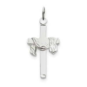 Sterling Silver Satin D C Draped Cross Charm