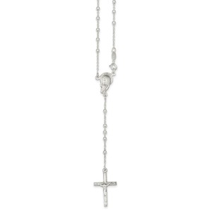 Sterling Silver Polished Rosary Necklace