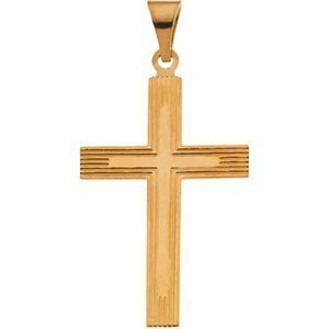 14K Yellow Gold CROSS PENDANT W DESIGN