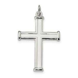 Sterling Silver Polished and Satin Cross Pendant