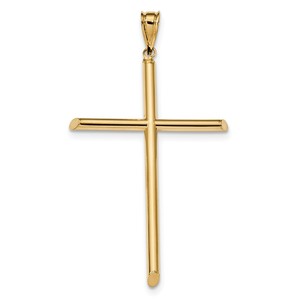 14k Polished Tube Cross Pendant