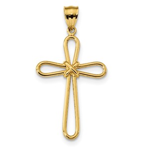 14k Polished Rounded Cross w  X  Center Pendant