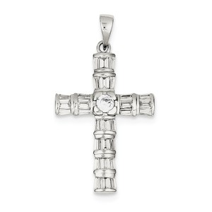 Sterling Silver CZ Cross Pendant