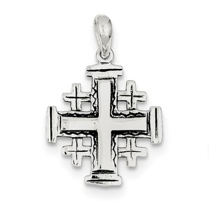 Sterling Silver Antiqued Jerusalem Crusader Pendant