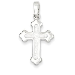 Sterling Silver Polished and Textured Cross Pendant