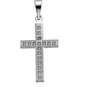 14K White Gold CROSS PENDANT W DESIGN