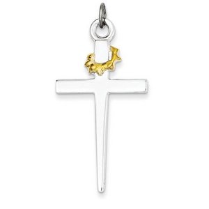18k Gold  plated Sterling Silver Cross Pendant