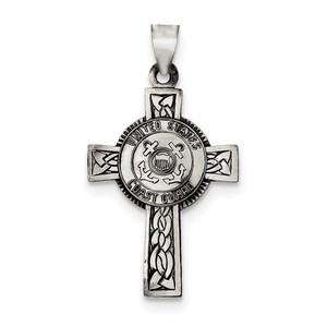 Sterling Silver US Coast Guard Cross Pendant