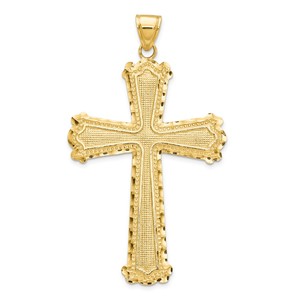 14K Diamond cut Cross Pendant
