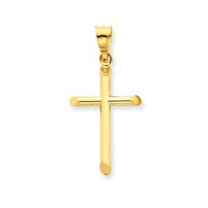 14k 3 D Polished Hollow Cross Pendant