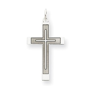 14K White Gold Laser Designed Cross Pendant