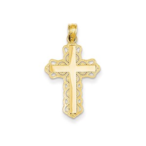 14K Lace Trim Cross Pendant