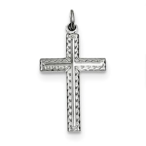 Sterling Silver Rhodium plated Cross Charm