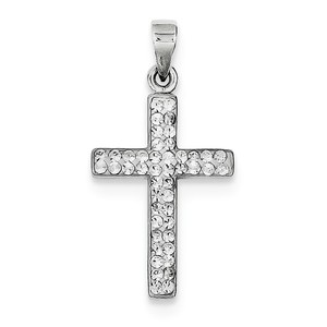 Sterling Silver Rhodium Plated Stellux Crystal Cross Pendant
