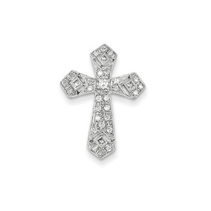 14k White Gold Passion Diamond Cross Pendant
