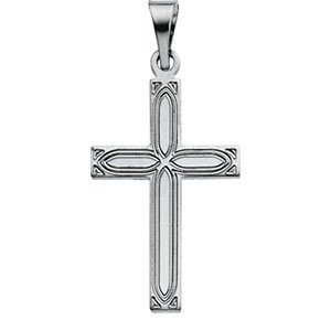 14K White Gold CROSS PENDANT W DESIGN