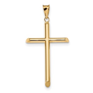 14k Polished Tube Cross Pendant