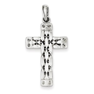 14k White Gold Panther Style Cross Pendant