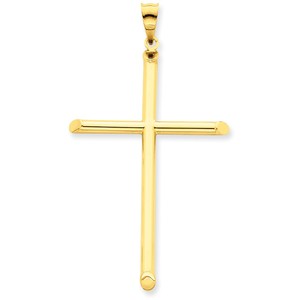14k 3 D Polished Hollow Cross Pendant