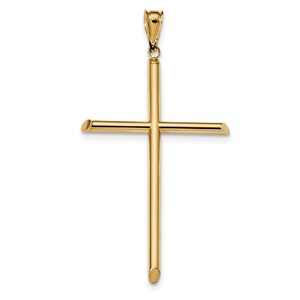 14k Polished Tube Cross Pendant
