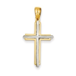 14k Two tone Fancy Cross Pendant