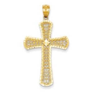 14k Diamond cut Filigree Cross Pendant