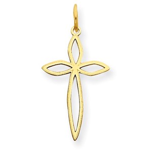 14K Laser Designed Cross Charm