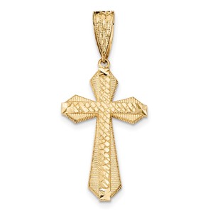 14k Diamond cut Center Cross Pendant