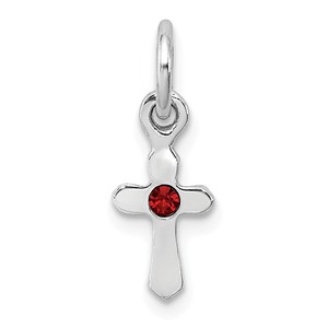 Sterling Silver RH Plated Child  s Preciosca Crystal Jan Cross Pendant