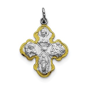 Sterling Silver Rhodium plated   Vermeil 4 way Medal