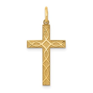 14K Laser Designed Cross Charm