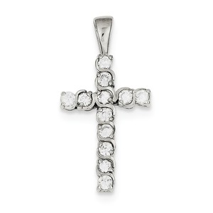 Sterling Silver CZ Latin Cross Pendant