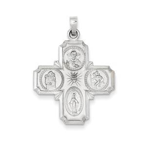 14k White Gold Four Way Medal Pendant