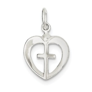 Sterling Silver Cross Heart Charm