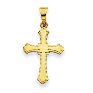 14K Yellow Small Budded Cross Pendant