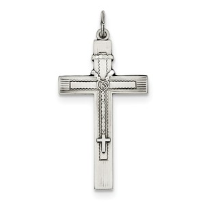 Sterling Silver Antiqued Rosary Cross Pendant
