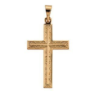 14K Yellow Gold CROSS PENDANT W DESIGN