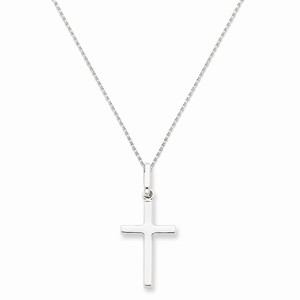 14k White Gold Hollow Cross Pendant