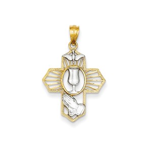 14k w Rhodium Cross Pendant