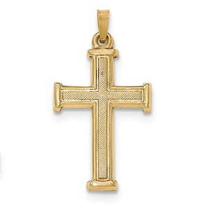 14k Brushed and Polished Latin Cross Pendant