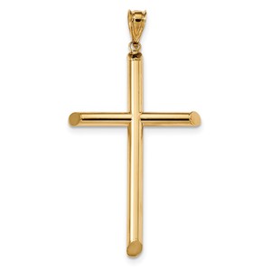14k Polished Tube Cross Pendant