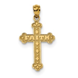 14k Satin   Polished Faith Cross Pendant