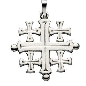 14K White Gold JERUSALEM CROSS PENDANT