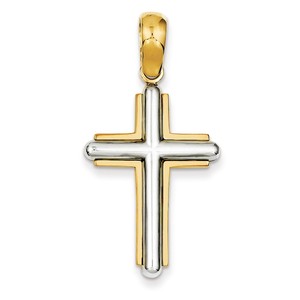 14k Two tone Cross Pendant