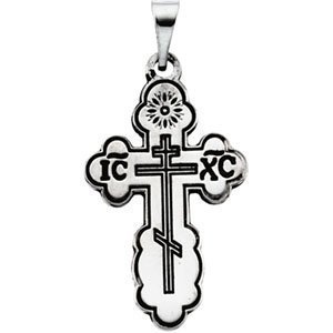 14K White Gold DIE STRUCK ORTHODOX CROSS