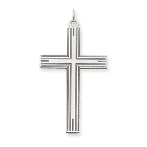 14K White Gold Laser Designed Cross Pendant
